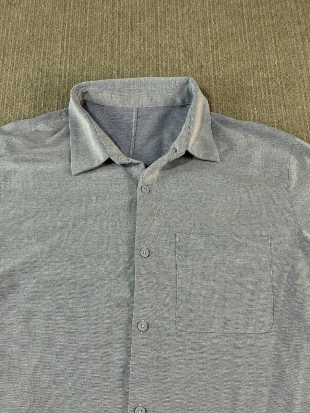 Lululemon Commission Shirt Men Large Gray Chambray Stretch Athleisure
